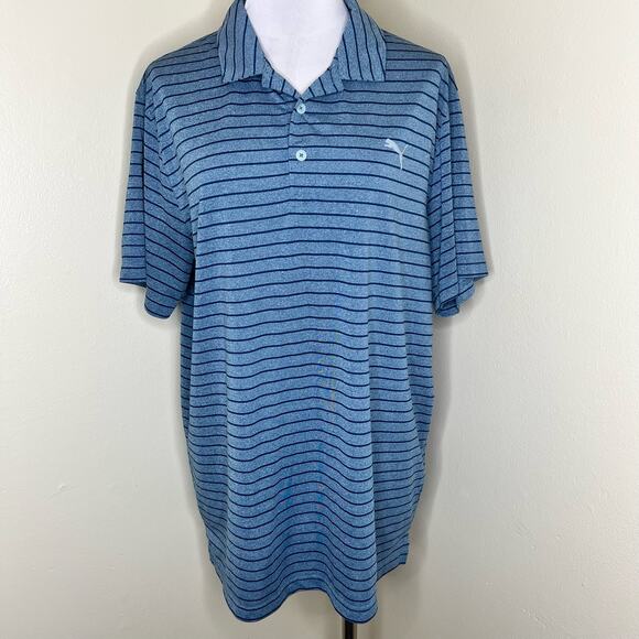 Puma Other - Puma Golf Polo Shirt XL Mens Blue Performance Striped Athleisure Sports Outdoor